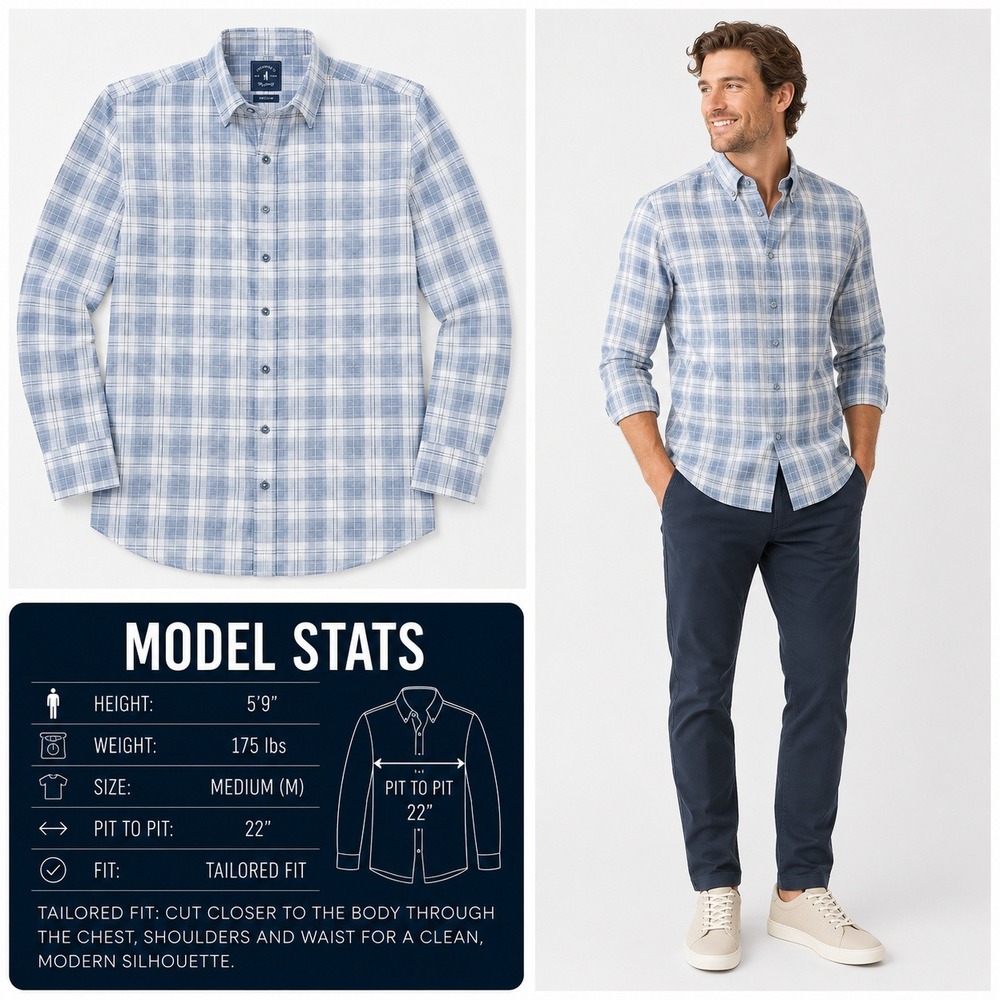 Johnnie-O Top Shelf Nall Tailored Fit Plaid Shirt Mens Medium Blue Wake JMWL5930